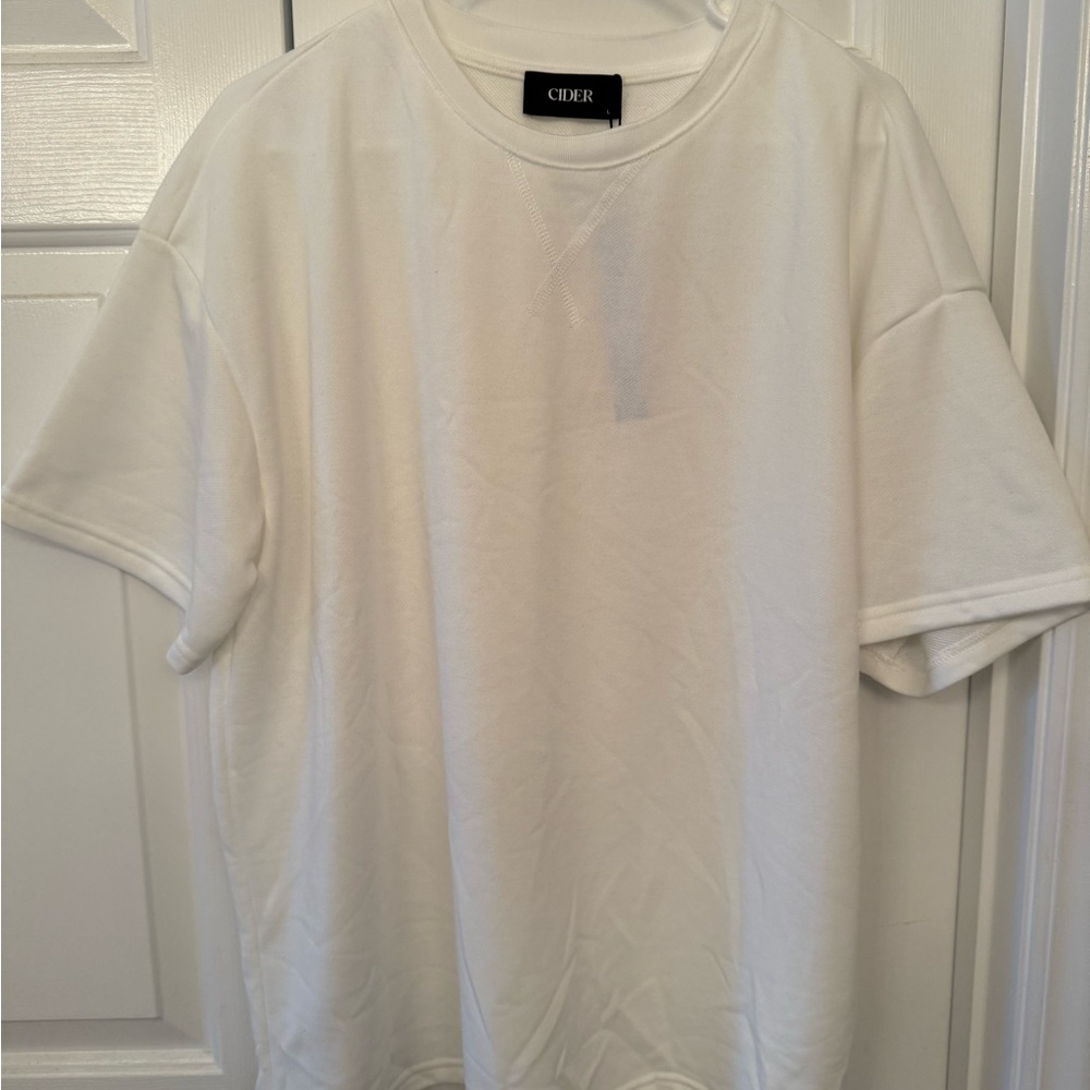 Cider White Short Sleeve Tee Classic Crew Neck